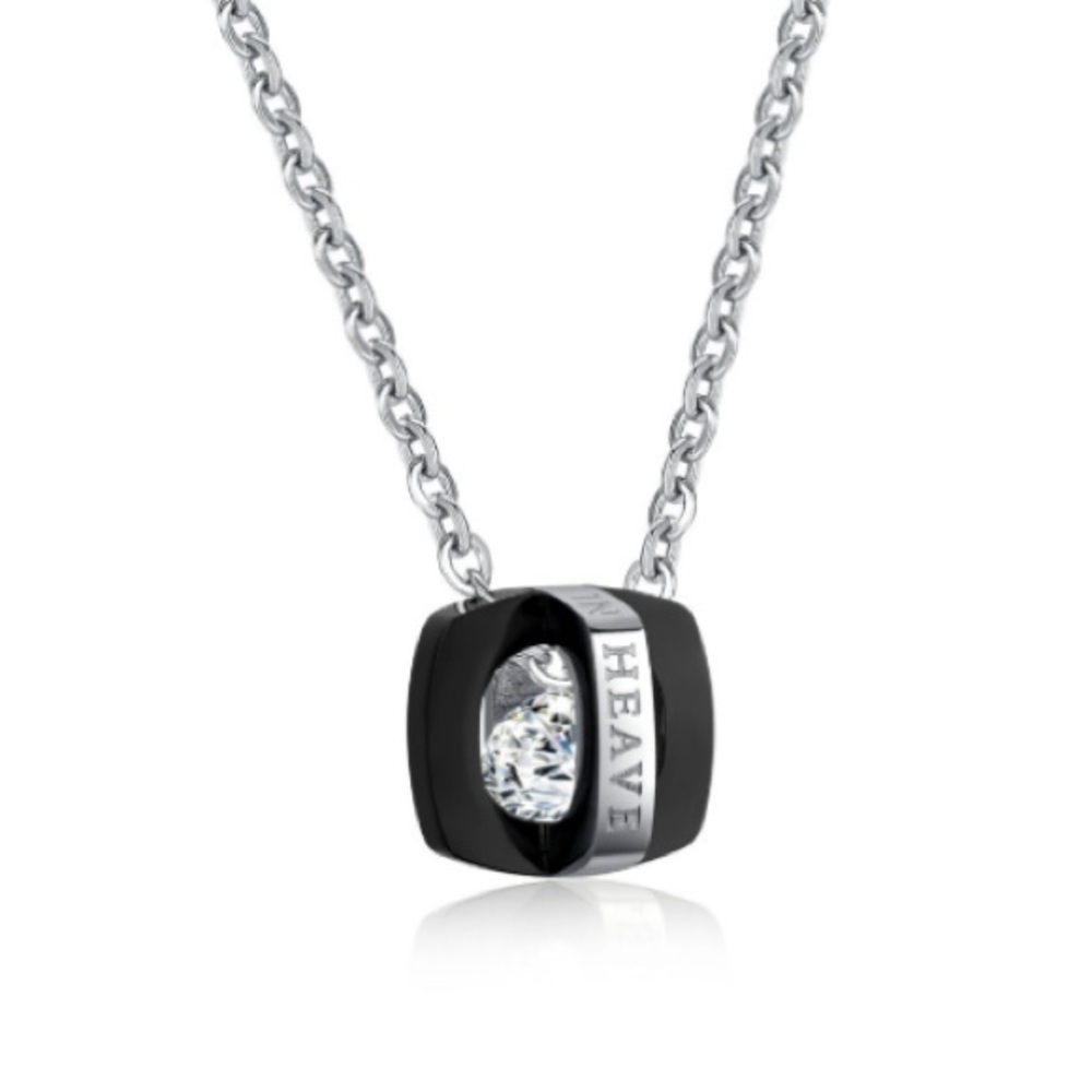 Titanium Stainless Steel With 3 Carat Cubic Zirconia Necklace